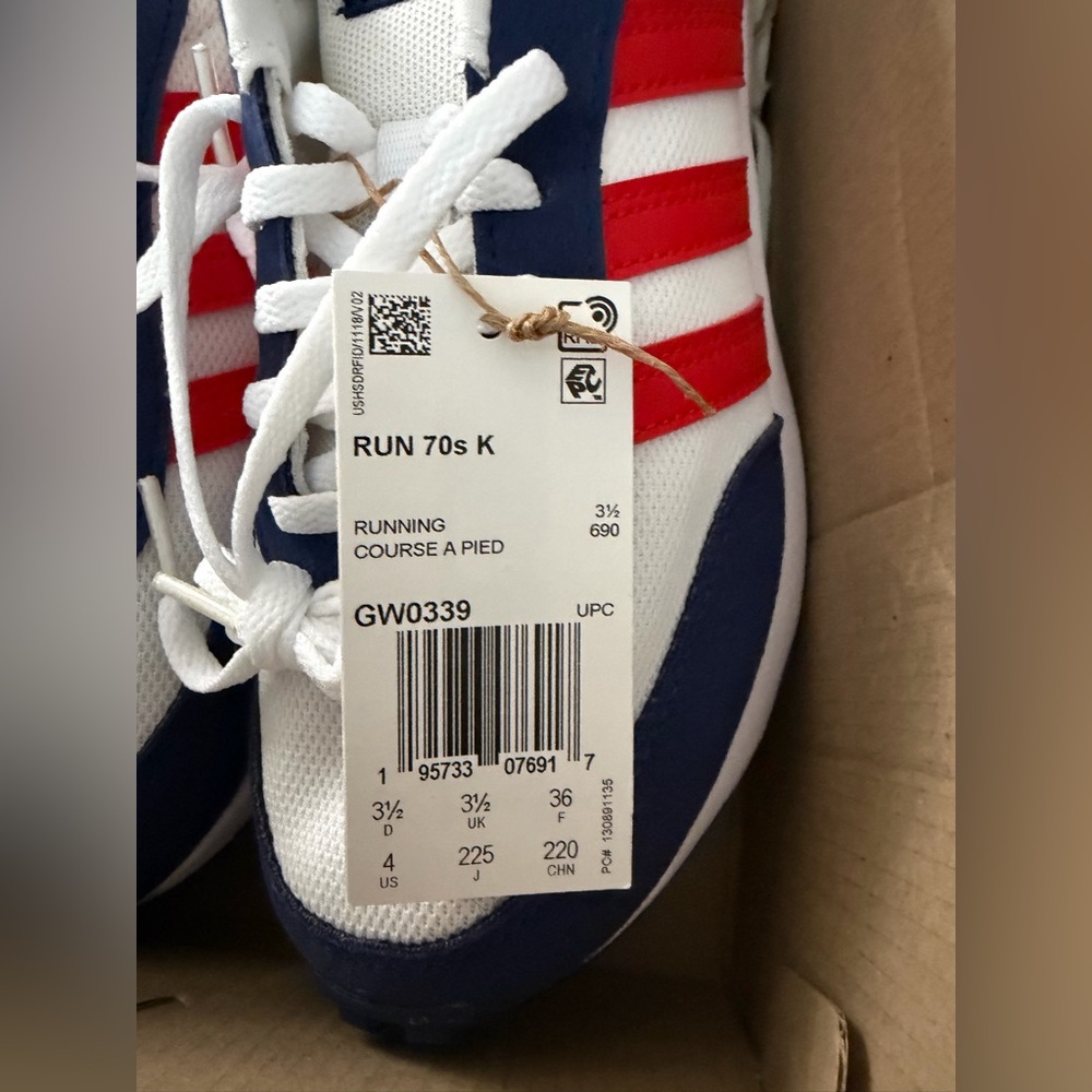 Adidas White, Red and Blue Athletic Kids Shoes - Picture 4 of 5